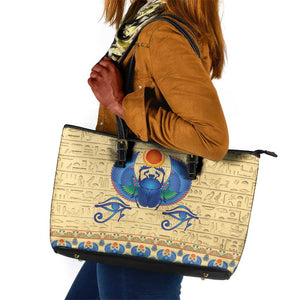 Ancient Egypt Scarab Beetle Leather Tote Bag