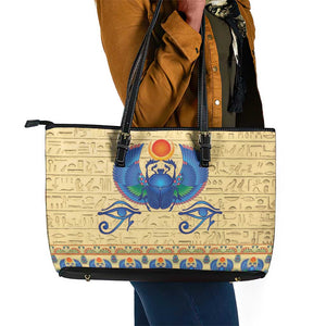 Ancient Egypt Scarab Beetle Leather Tote Bag