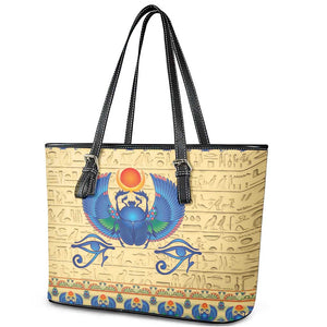 Ancient Egypt Scarab Beetle Leather Tote Bag