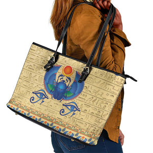 Ancient Egypt Scarab Beetle Leather Tote Bag