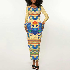 Ancient Egypt Scarab Beetle Long Sleeve Bodycon Dress