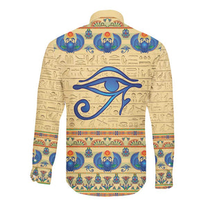 Ancient Egypt Scarab Beetle Long Sleeve Button Shirt