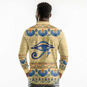 Ancient Egypt Scarab Beetle Long Sleeve Polo Shirt