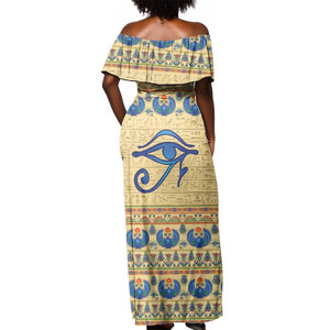 Ancient Egypt Scarab Beetle Off Shoulder Maxi Dress