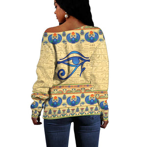 Ancient Egypt Scarab Beetle Off Shoulder Sweater