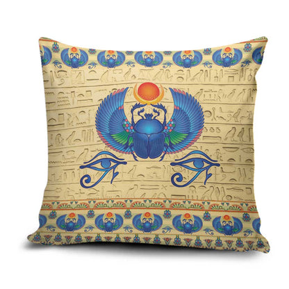 Ancient Egypt Scarab Beetle Pillow Cover