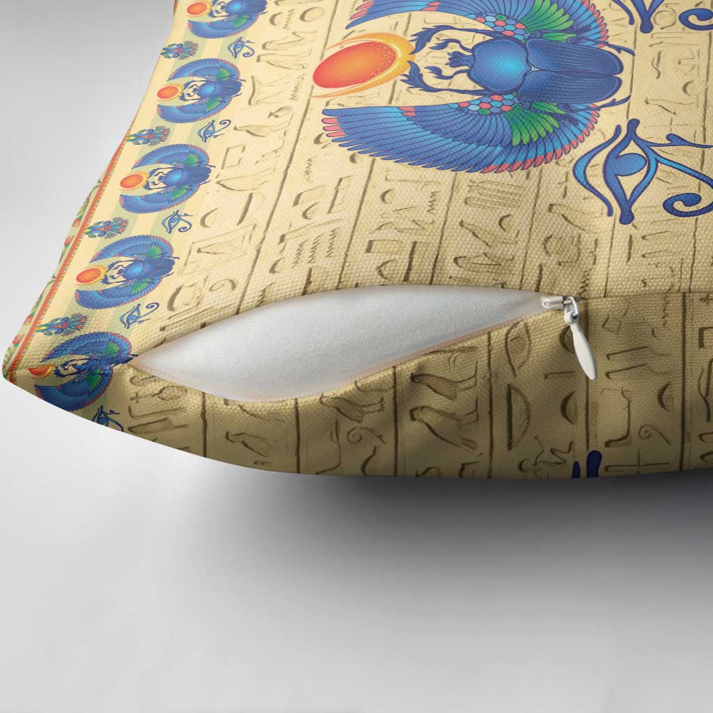 Ancient Egypt Scarab Beetle Pillow Cover