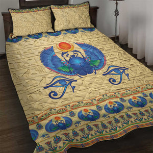 Ancient Egypt Scarab Beetle Quilt Bed Set