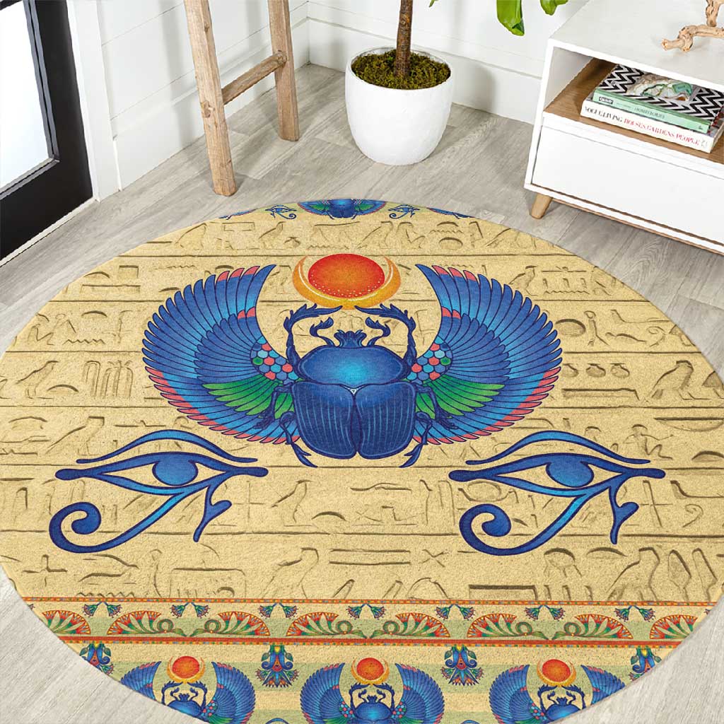 Ancient Egypt Scarab Beetle Round Carpet