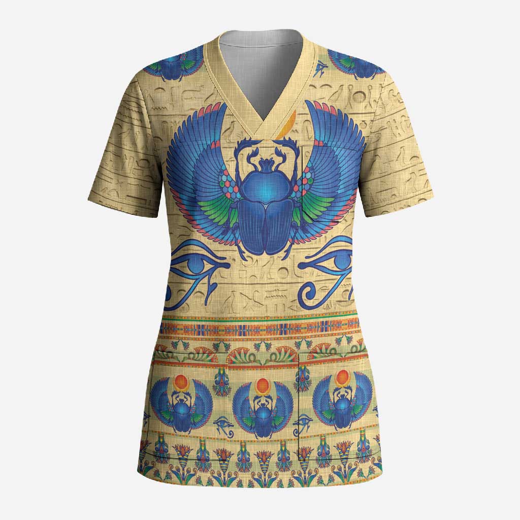 Ancient Egypt Scarab Beetle Scrub Top