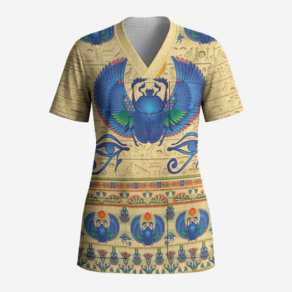 Ancient Egypt Scarab Beetle Scrub Top