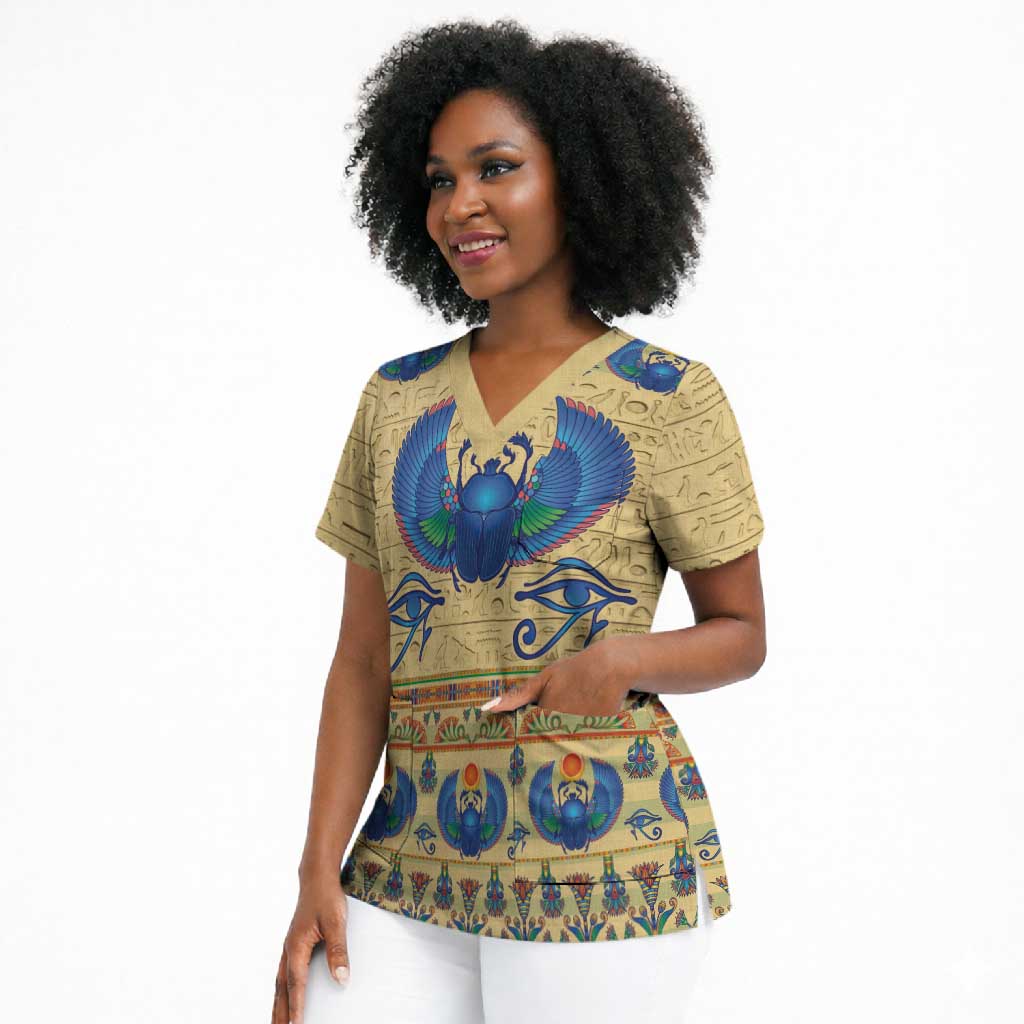 Ancient Egypt Scarab Beetle Scrub Top