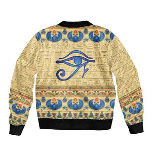 Ancient Egypt Scarab Beetle Sleeve Zip Bomber Jacket