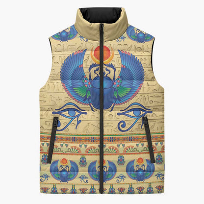 Ancient Egypt Scarab Beetle Sleeveless Puffer Jacket