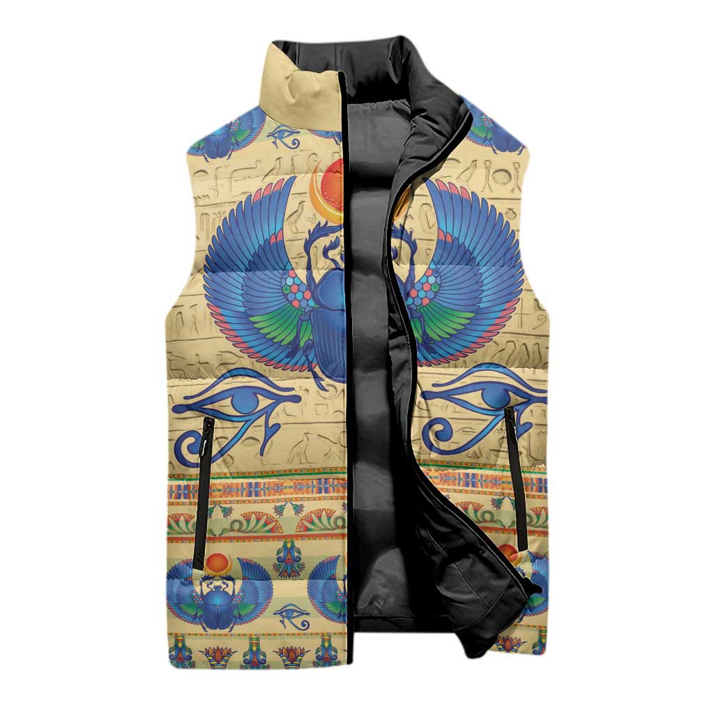 Ancient Egypt Scarab Beetle Sleeveless Puffer Jacket