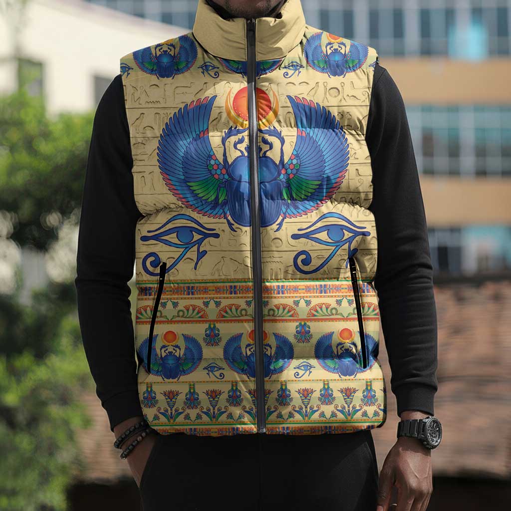 Ancient Egypt Scarab Beetle Sleeveless Puffer Jacket