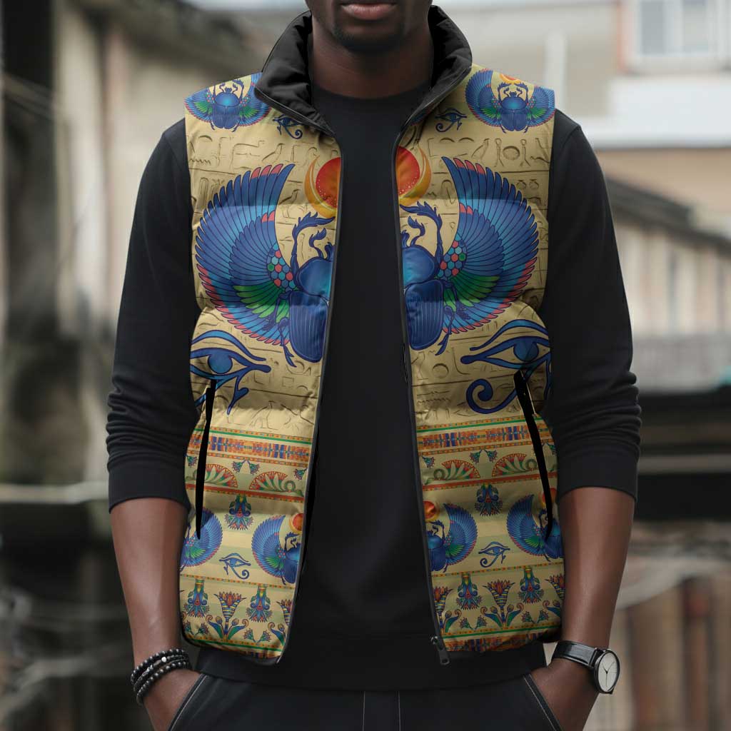 Ancient Egypt Scarab Beetle Sleeveless Puffer Jacket