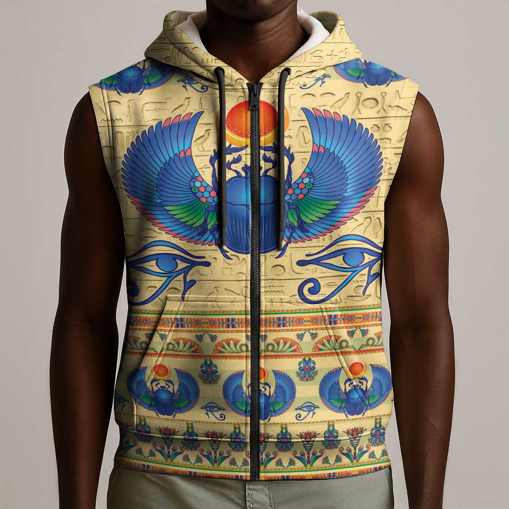Ancient Egypt Scarab Beetle Sleeveless Zip Hoodie - African Pride