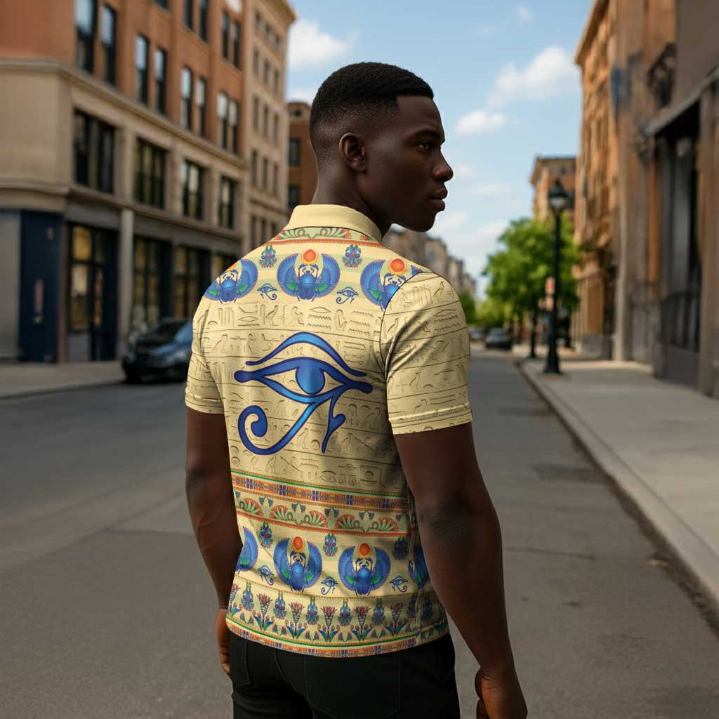 Ancient Egypt Scarab Beetle Zipper Polo Shirt