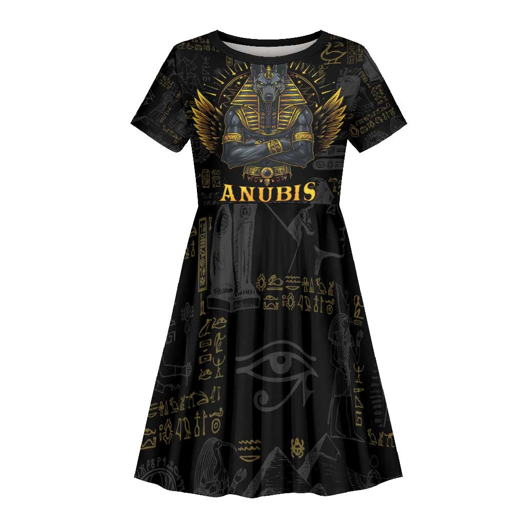 Anubis Egyptian God of Death Kid Short Sleeve Dress