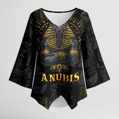 Anubis Egyptian God of Death Kimono Sleeve Blouse
