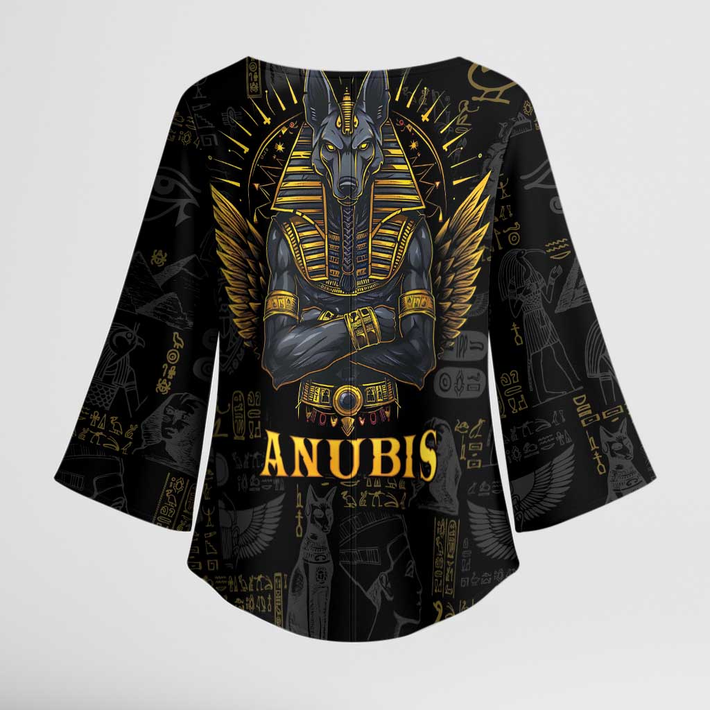 Anubis Egyptian God of Death Kimono Sleeve Blouse