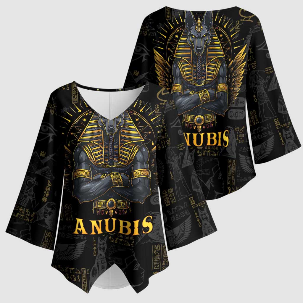 Anubis Egyptian God of Death Kimono Sleeve Blouse