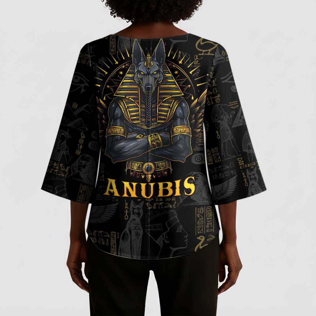 Anubis Egyptian God of Death Kimono Sleeve Blouse