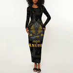 Anubis Egyptian God of Death Long Sleeve Bodycon Dress LT9