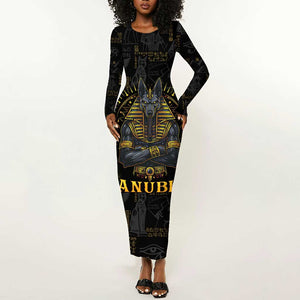 Anubis Egyptian God of Death Long Sleeve Bodycon Dress