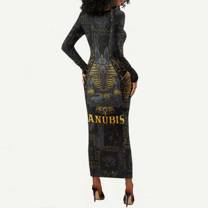 Anubis Egyptian God of Death Long Sleeve Bodycon Dress