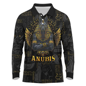 Anubis Egyptian God of Death Long Sleeve Polo Shirt