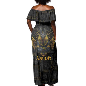 Anubis Egyptian God of Death Off Shoulder Maxi Dress