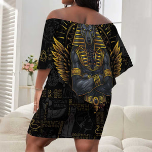 Anubis Egyptian God of Death Off Shoulder Short Dress