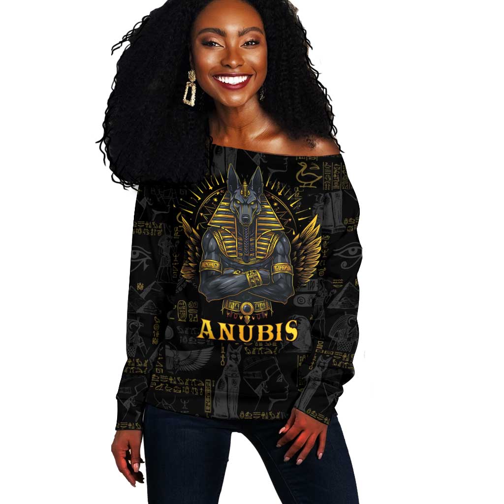 Anubis Egyptian God of Death Off Shoulder Sweater