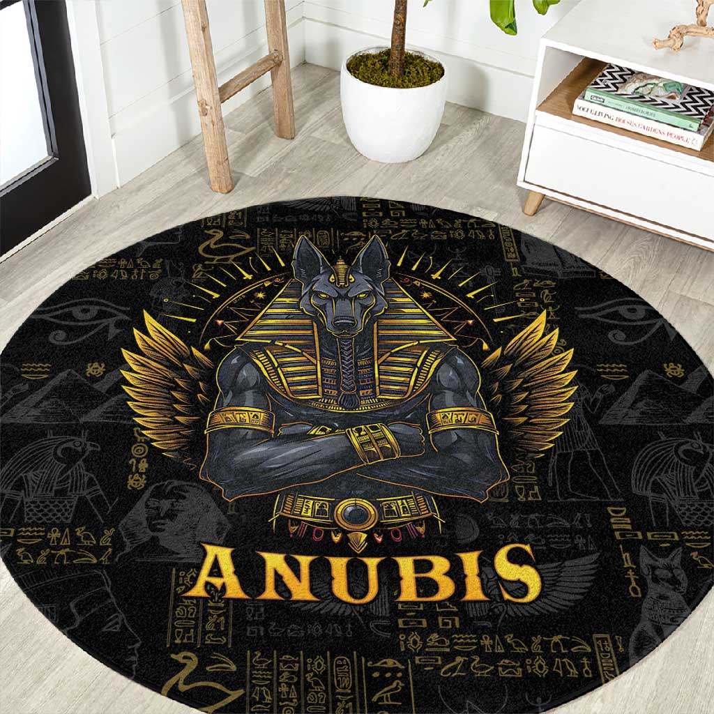 Anubis Egyptian God of Death Round Carpet