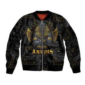 Anubis Egyptian God of Death Sleeve Zip Bomber Jacket