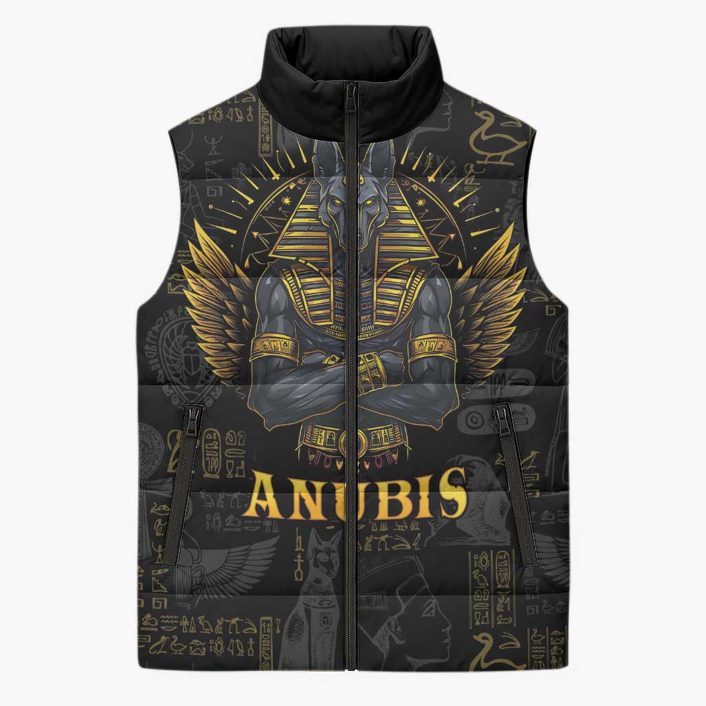 Anubis Egyptian God of Death Sleeveless Puffer Jacket