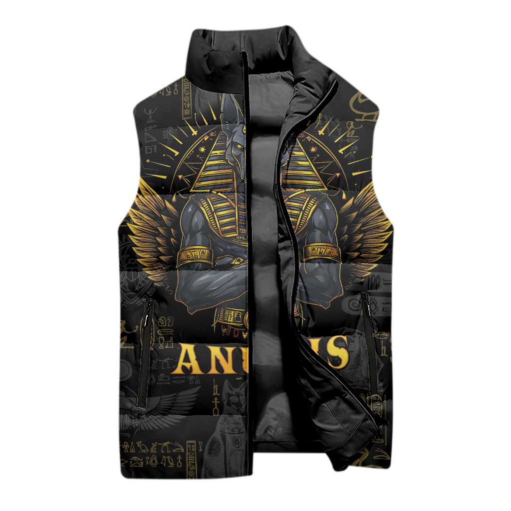 Anubis Egyptian God of Death Sleeveless Puffer Jacket