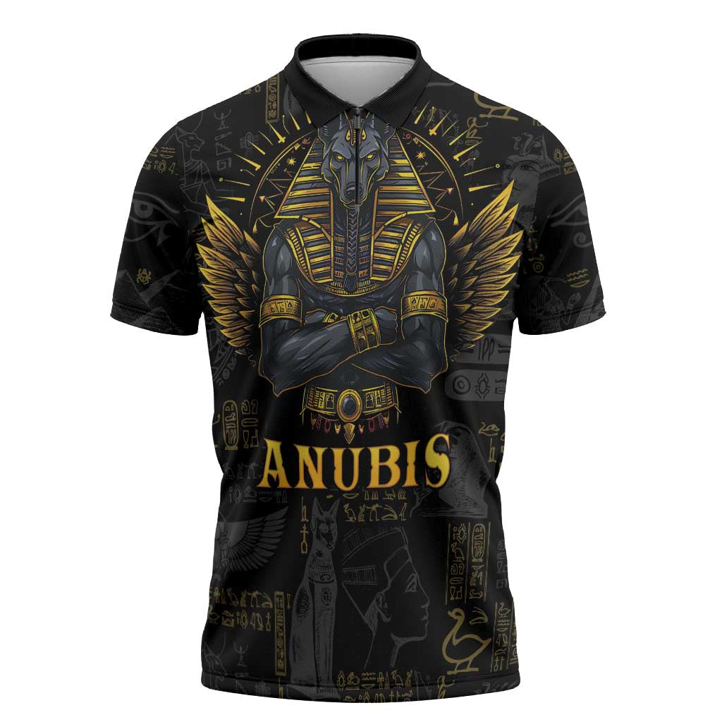 Anubis Egyptian God of Death Zipper Polo Shirt