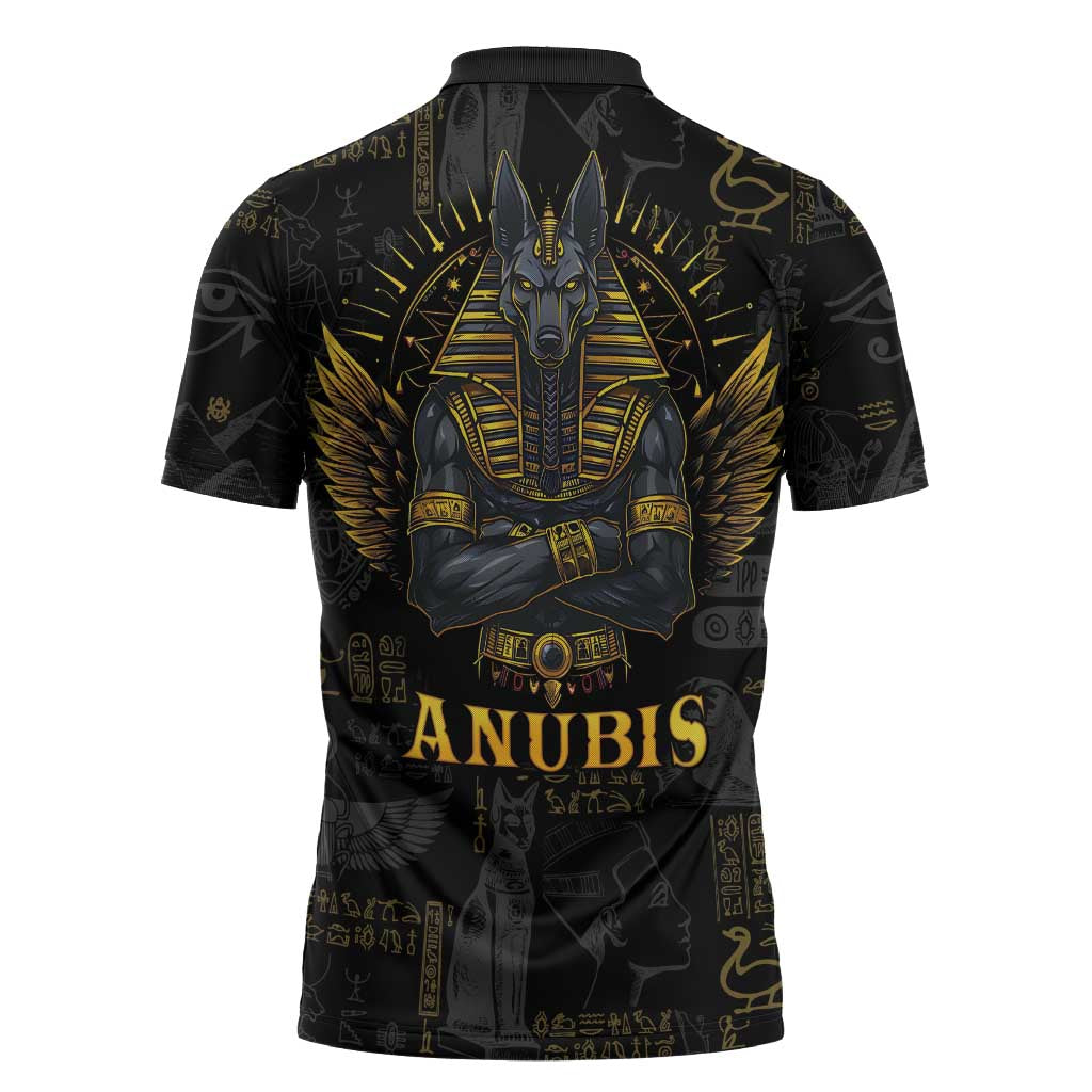 Anubis Egyptian God of Death Zipper Polo Shirt