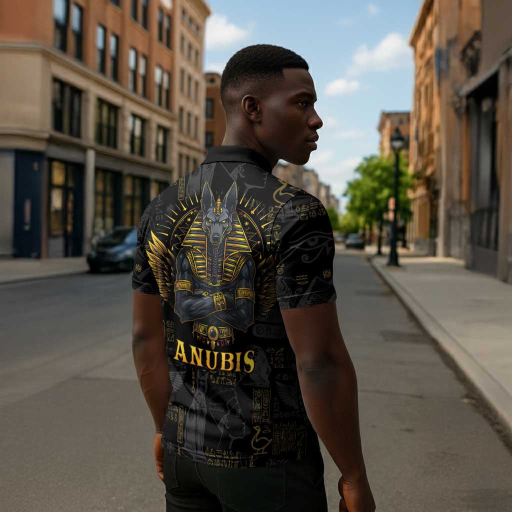 Anubis Egyptian God of Death Zipper Polo Shirt