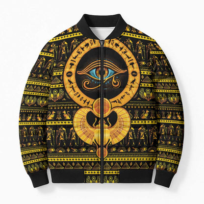 Egyptian God of The Sun Eye of Ra Bomber Puffer Jacket