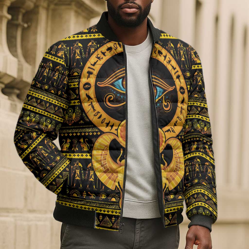 Egyptian God of The Sun Eye of Ra Bomber Puffer Jacket