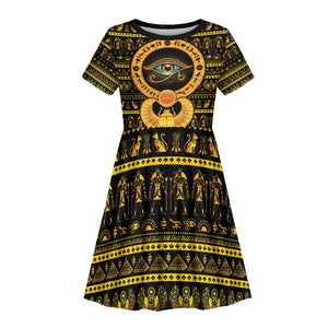 Egyptian God of The Sun Eye of Ra Kid Short Sleeve Dress