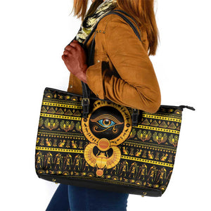 Egyptian God of The Sun Eye of Ra Leather Tote Bag