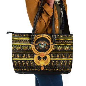 Egyptian God of The Sun Eye of Ra Leather Tote Bag