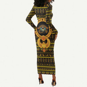 Egyptian God of The Sun Eye of Ra Long Sleeve Bodycon Dress