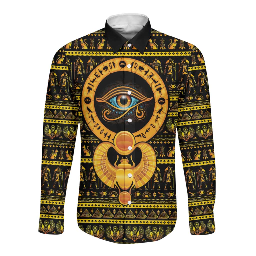 Egyptian God of The Sun Eye of Ra Long Sleeve Button Shirt