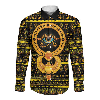 Egyptian God of The Sun Eye of Ra Long Sleeve Button Shirt